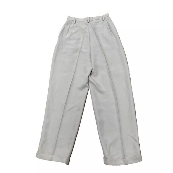INC International Concepts Pleated Pants Women 8 Wide Cuff Cream High Rise 27x28 - Picture 2 of 16